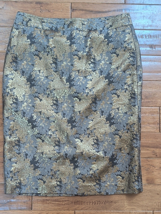 Liz Claiborne Dresses & Skirts - Liz Claiborne Career Gold and Blue Brocade Pencil Skirt